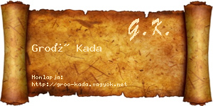 Groó Kada névjegykártya